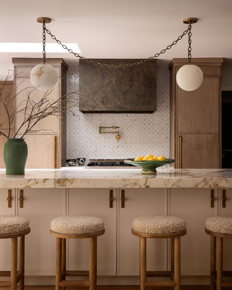 Alabaster Brass Pendant Light for Dining – Kinetic Modern, Patinated Finish, Sculptural - LightsStory Chandeliers & Crystal Lighting - USA