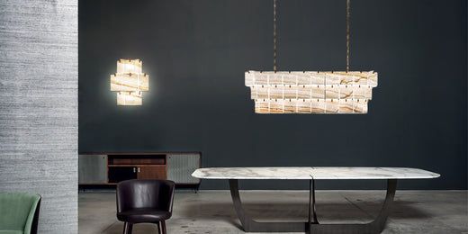 Elegant living space featuring a Square Chandeliers alongside modern furniture