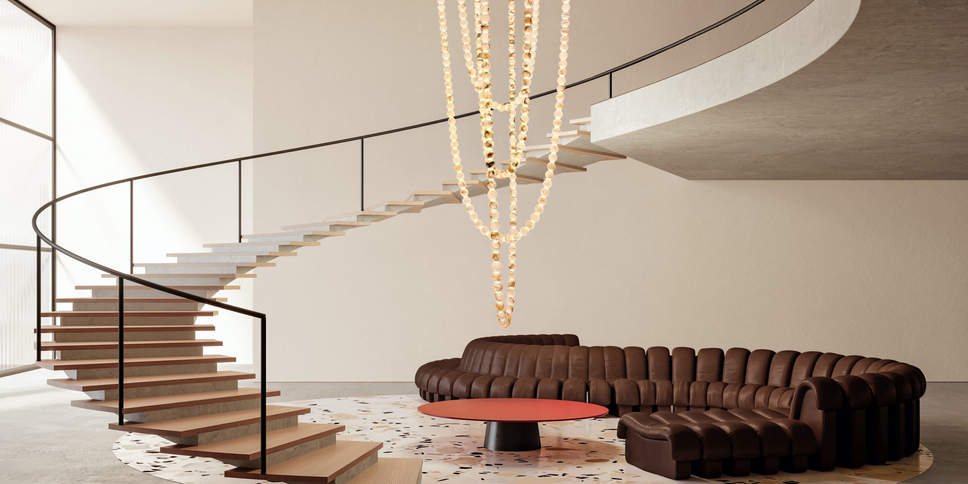 Pearl Alabaster Chandelier - Necklace Circle Double - LightsStory Chandeliers & Crystal Lighting - USA