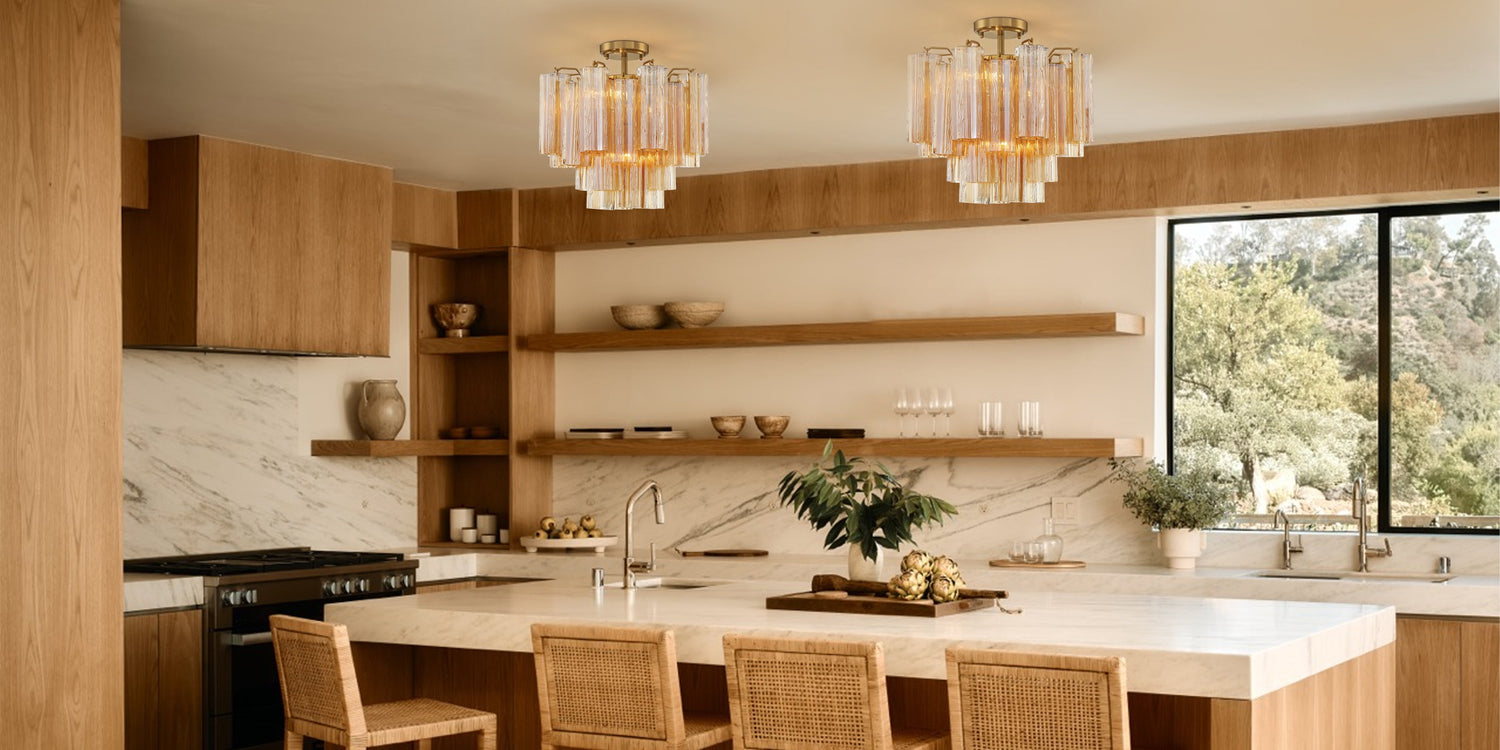 Chandeliers in kitchen