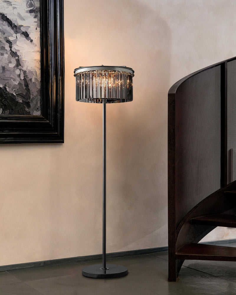 Crystal Iron 3-Tier Floor Lamp for Living Room – Rustic Modern, Black Marble Base - LightsStory Chandeliers & Crystal Lighting - USA