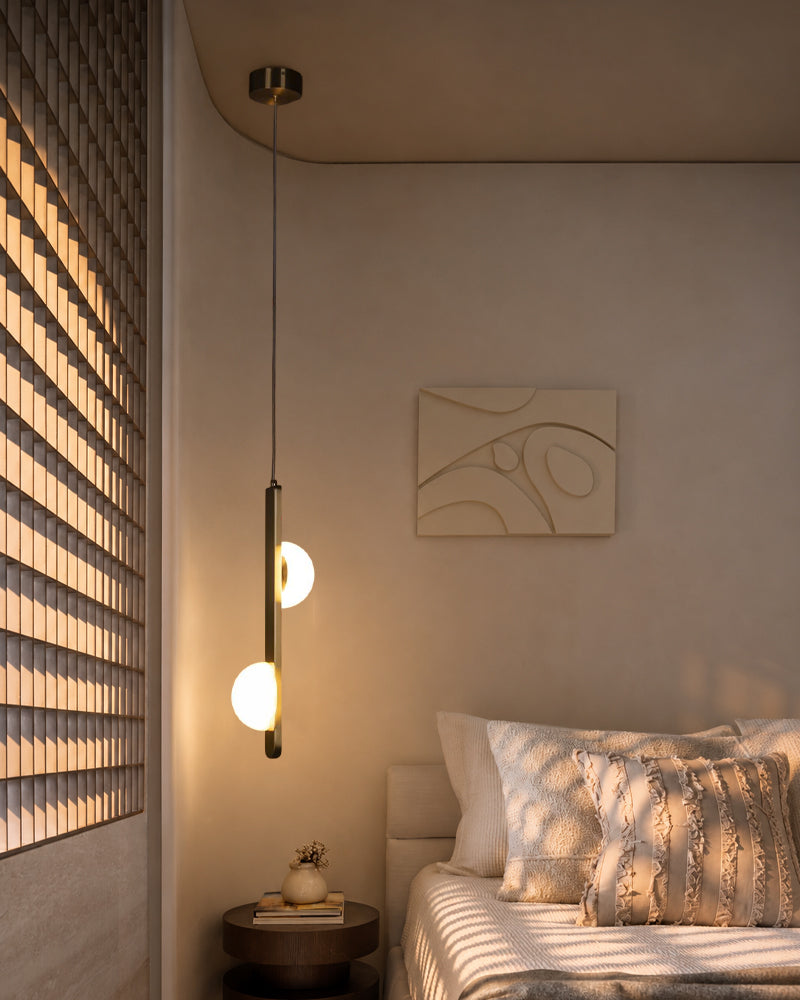 Alabaster Staggered Dual Sphere Gold Plated Pendant Light - Natural Spanish Alabaster Pebbles, Lux Gold Trim - Kitchens, Dining & Bedrooms