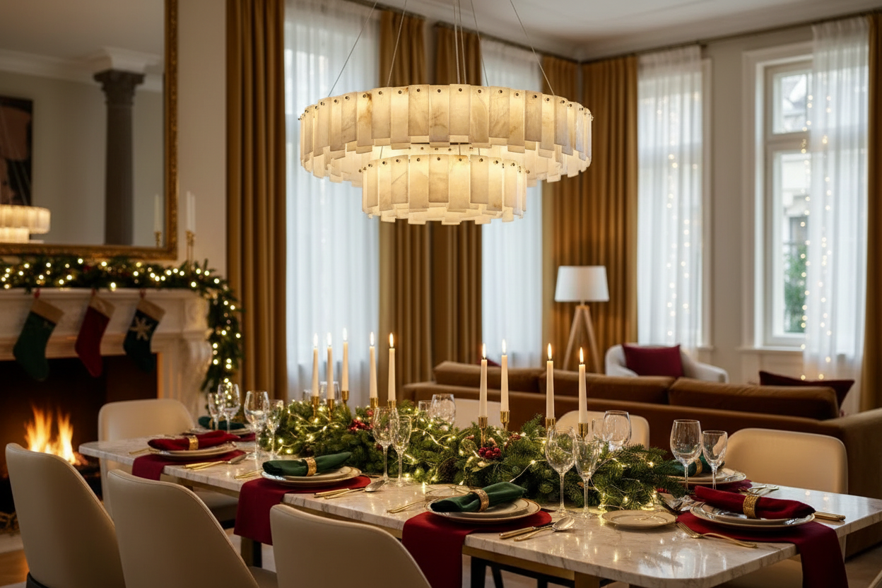Luxury Alabaster Christmas Lighting - Illuminate Your Holiday Home in Elegant Style