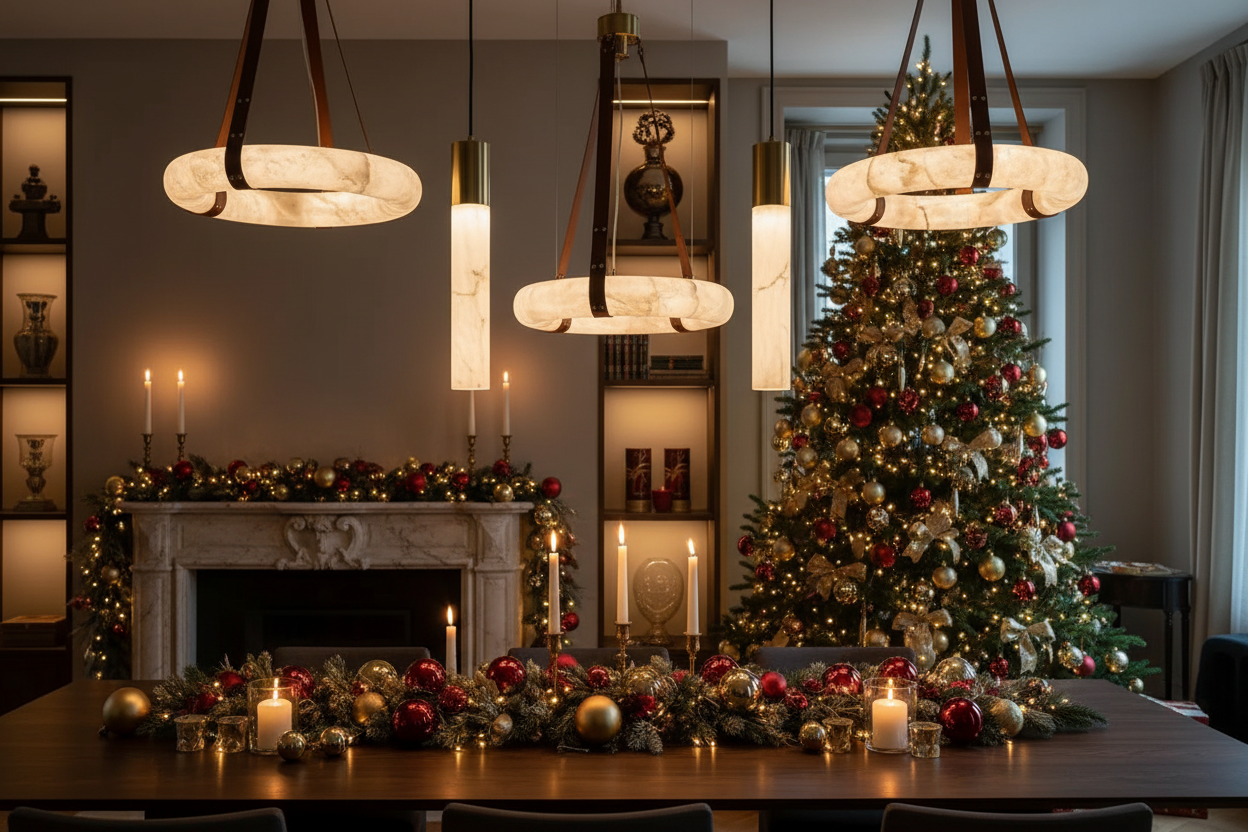 Premium Brass & Alabaster Pendant Lights - Perfect Christmas Gifts for Modern Homes