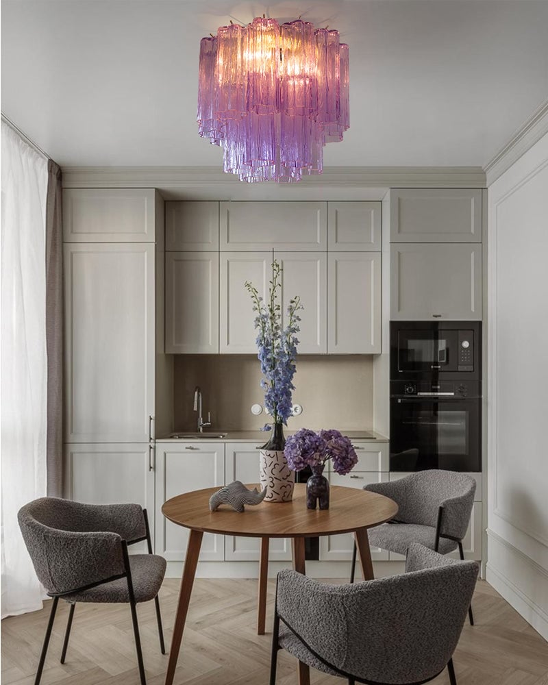 Cortina Ghiaccio Murano Glass Cascading Swirl Ceiling Light