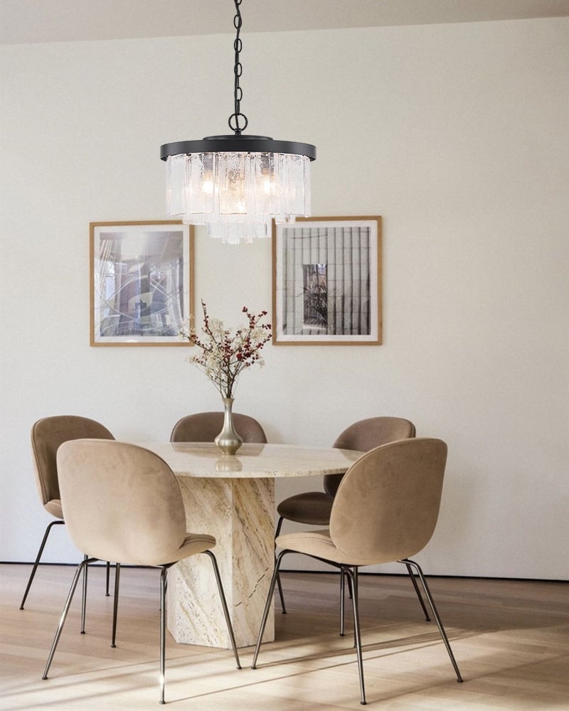 Courmayeur Crystal Clear Glass Double Tier Ring Chandelier - Crystal Clear Glass, Lux Gold Trim - Living Rooms, Bedrooms, Dining Rooms