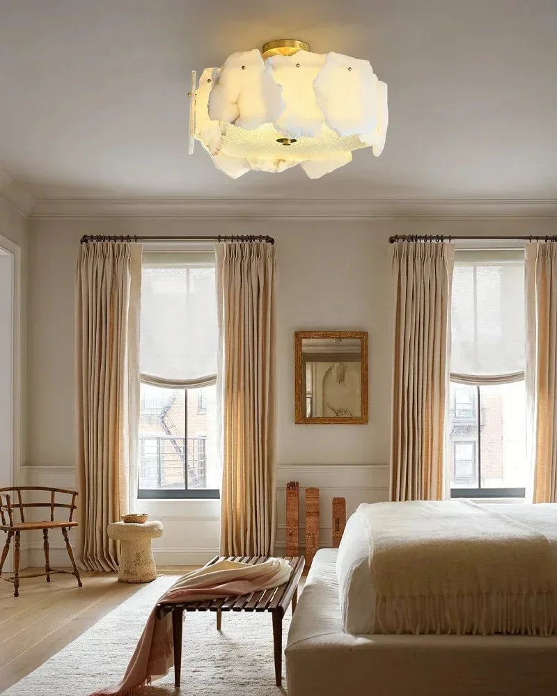 Alabaster Ripple Wave Ceiling Light - Natural Stone, Spanish Alabaste
