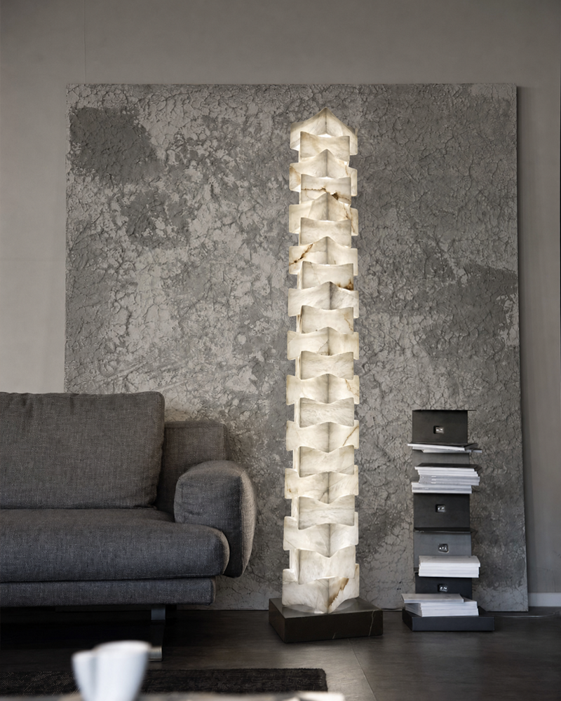 LightsStory Alabaster Linear Floor Lamp - Tall Statement Totem