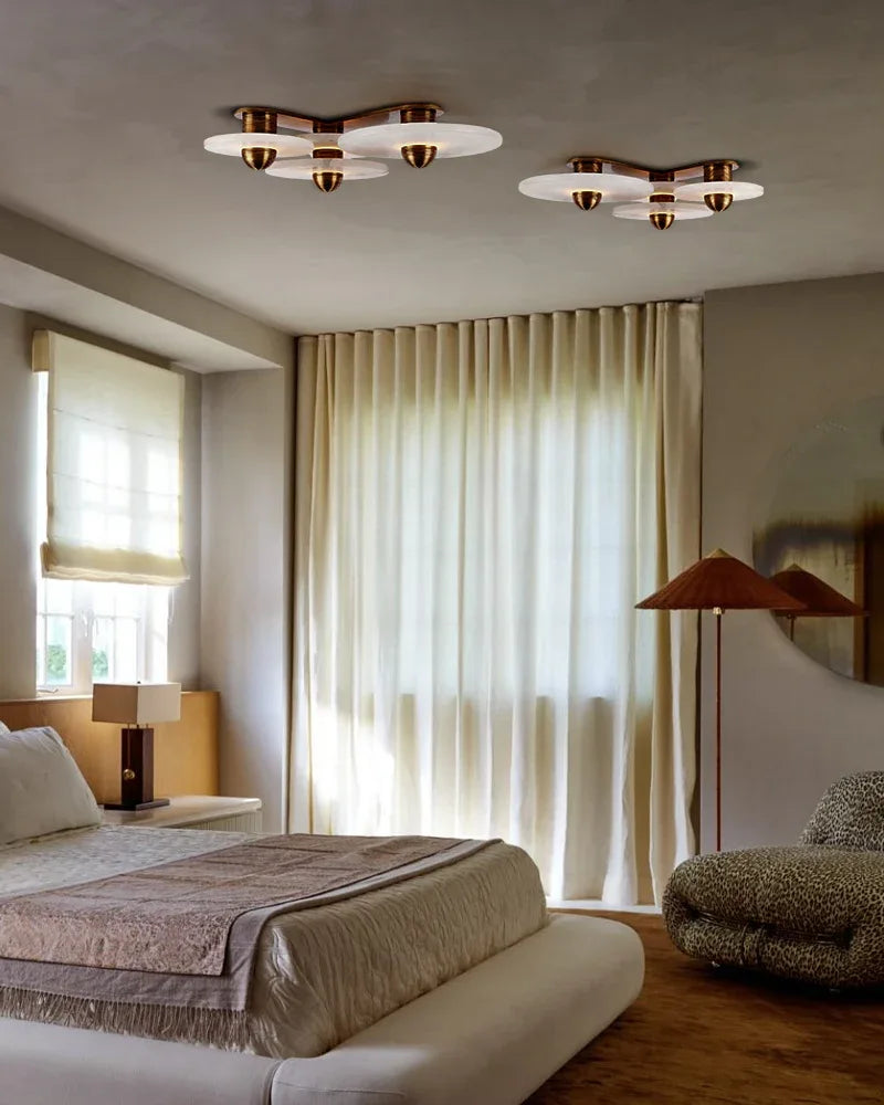 Modern Brass Hardwared Round Alabaster Conbination Plug-in Wall Lamp 10" Wide Modern Art Design Wall Lamp