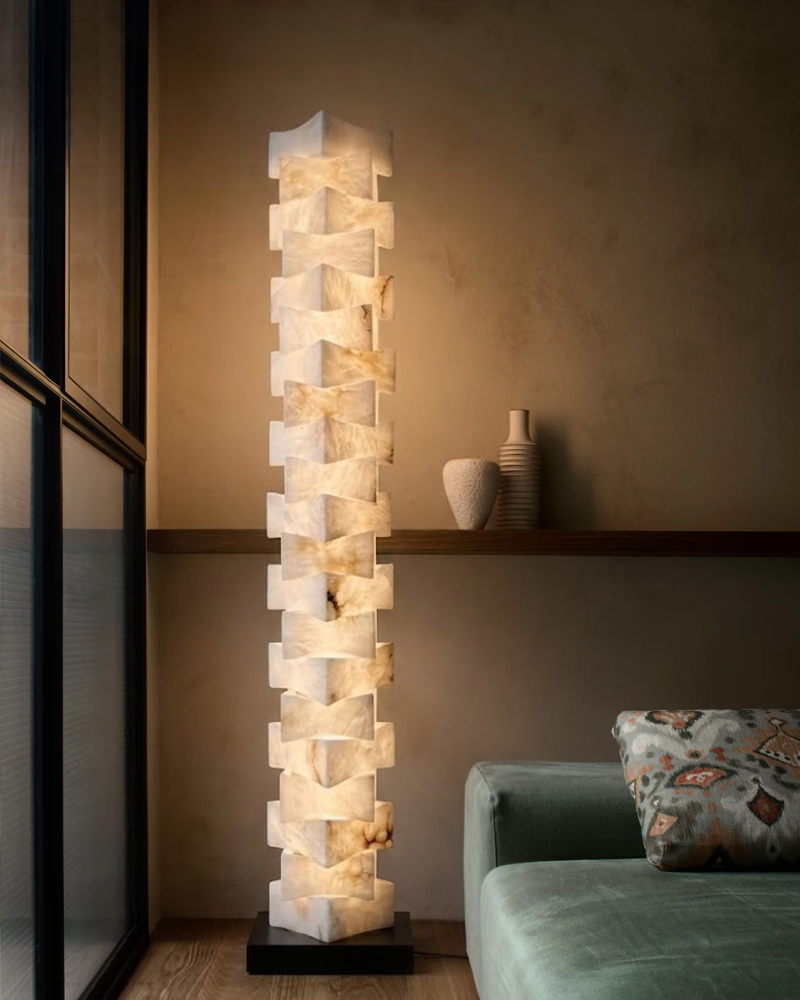 LightsStory Alabaster Linear Floor Lamp - Tall Statement Totem