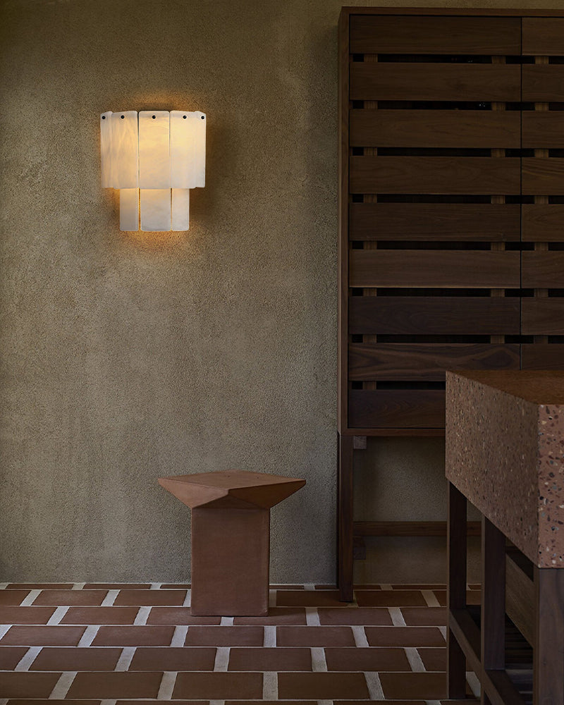 LightsStory Alabaster Square Wall Sconce - Statement Heritage Brass - LightsStory Chandeliers & Crystal Lighting - USA