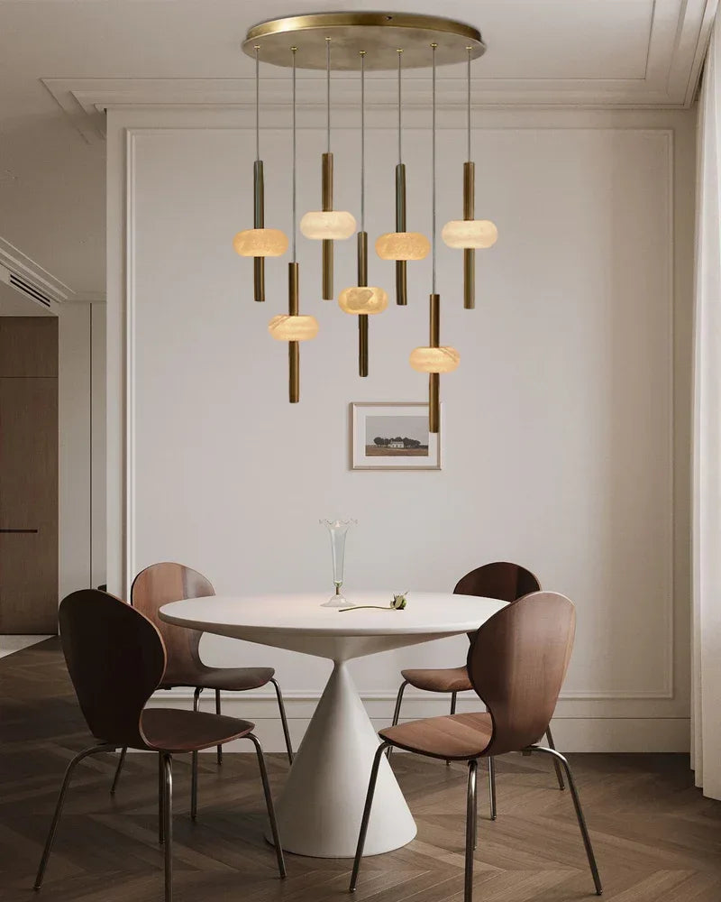 Modern Elegance Handmade Spanish Marble Pendant Lamp Wide 4" | Adjustable Long Cord Modern Pendant lamp