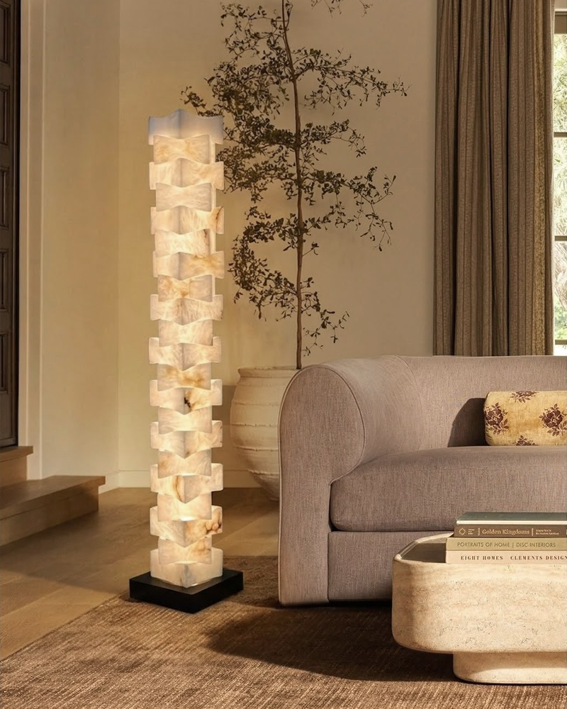 LightsStory Alabaster Linear Floor Lamp - Tall Statement Totem