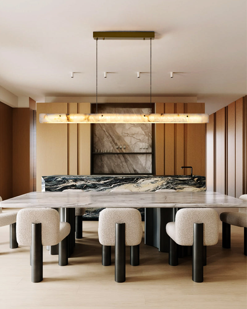 LightsStory Linear Alabaster Pendant Light - Statement Natural Stone