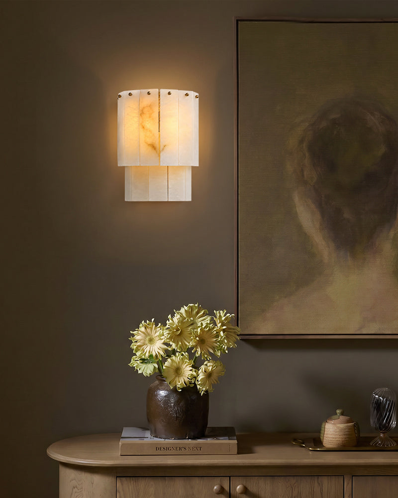 LightsStory Alabaster Square Wall Sconce - Statement Heritage Brass - LightsStory Chandeliers & Crystal Lighting - USA