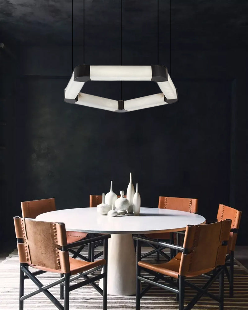 LightsStory Signature Square Chandelier - Alabaster & Matte Black - LightsStory Chandeliers & Crystal Lighting - USA
