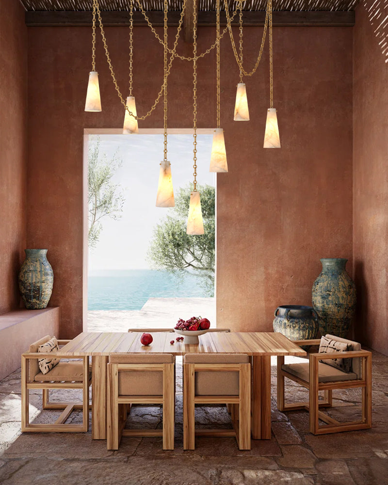 LightsStory Geometric Cluster Chandelier - Serene Alabaster & Brass