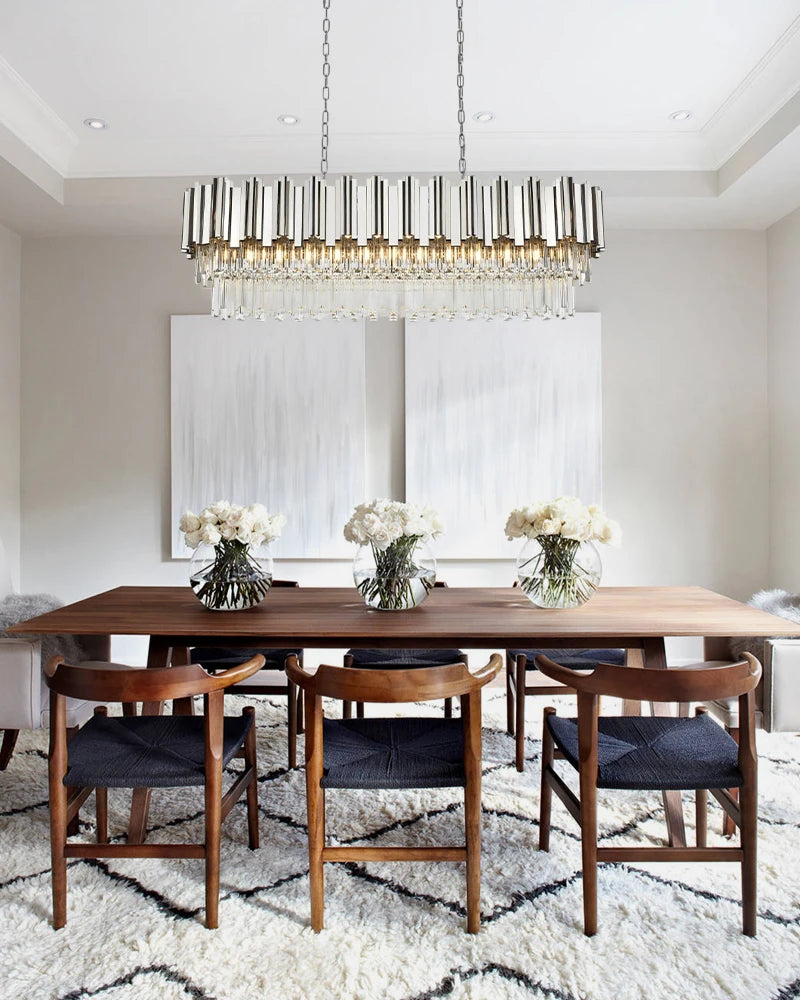 LightsStory Series Cascading Chandelier | Oval Silhouette Premium Gold Stainless Steel and Cascading Crystals, Premium Gold finish for Grand Foyers, Dining Rooms, and Luxury Offices Luxury Oval Chandelier