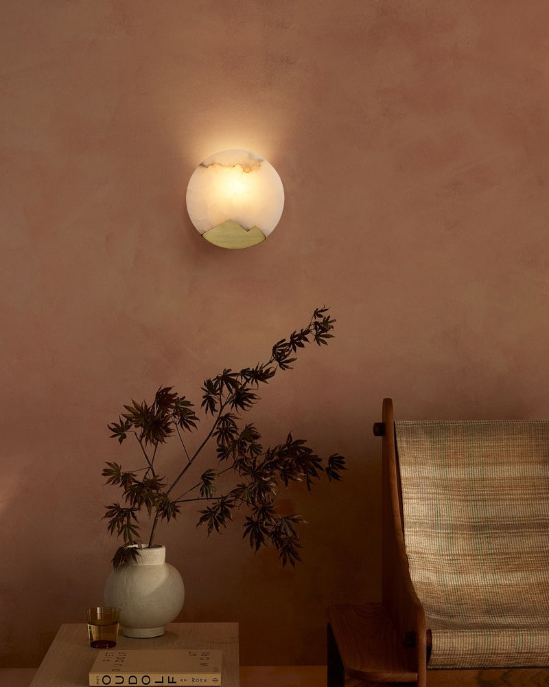 LightsStory Geometric Wall Sconce - Lux Alabaster Brushed Brass - LightsStory Chandeliers & Crystal Lighting - USA