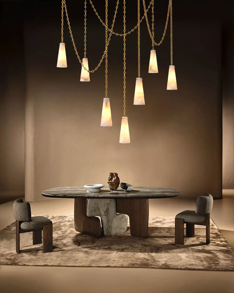 LightsStory Geometric Cluster Chandelier - Serene Alabaster & Brass