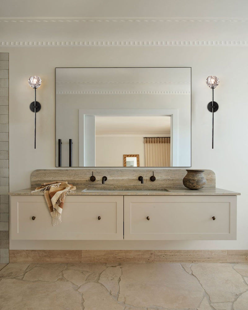 2-Light Modern Crystal Wall Lamp Black/Brass Height 2" For Bathroom Modern Pendant lamp