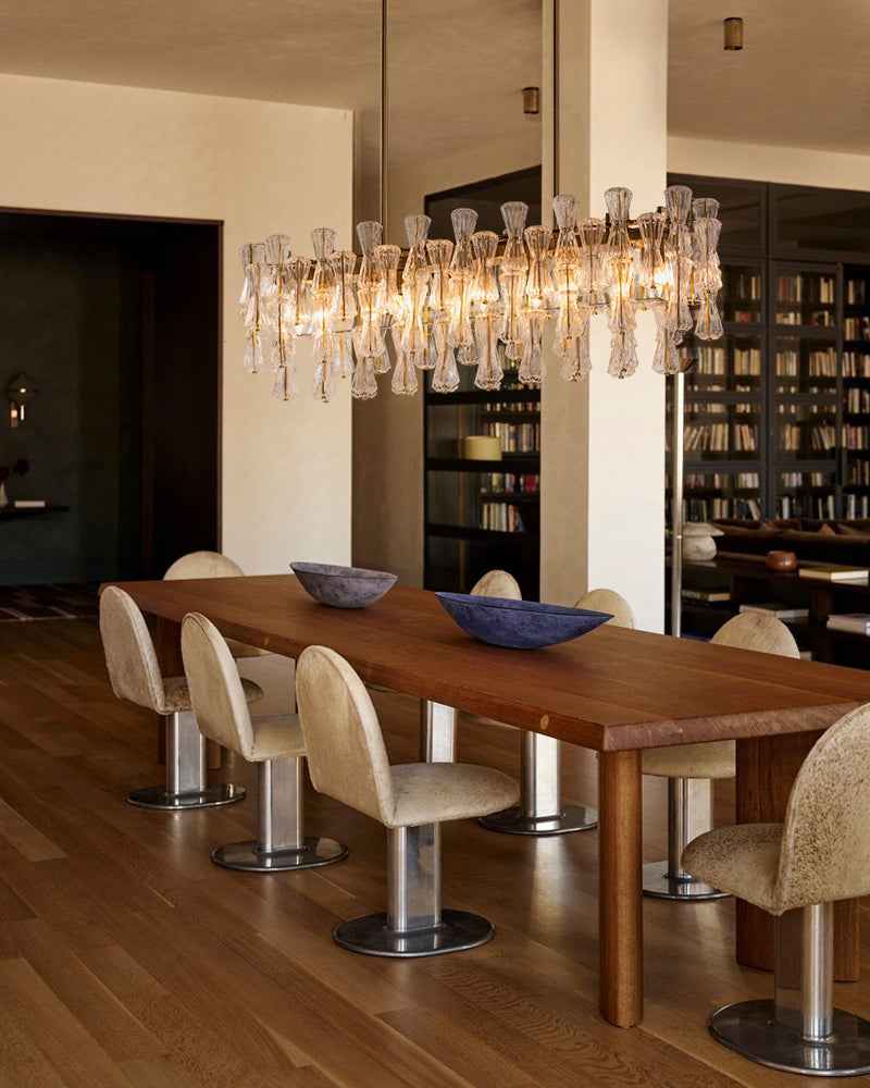 Rectangular Murano Glass Chandelier - 2 Tiers - Amber Glass (Copy)