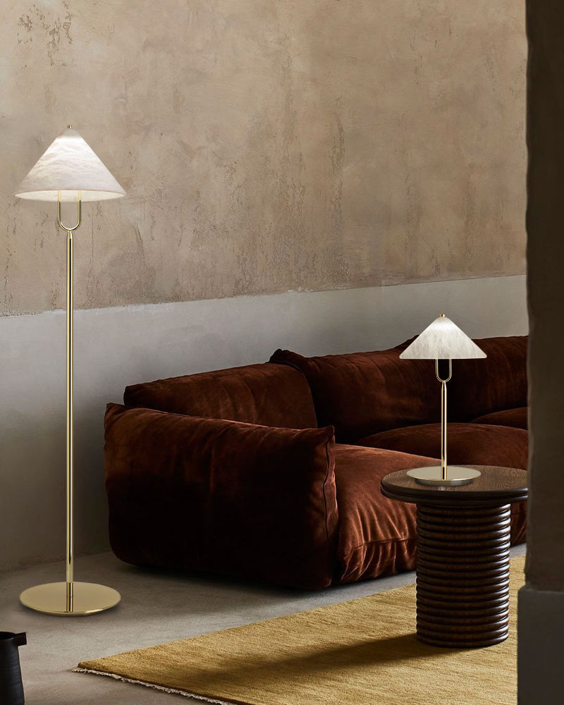 Fuji Cone Alabaster Desk Table Lamp Wide 8" for bedroom home decor