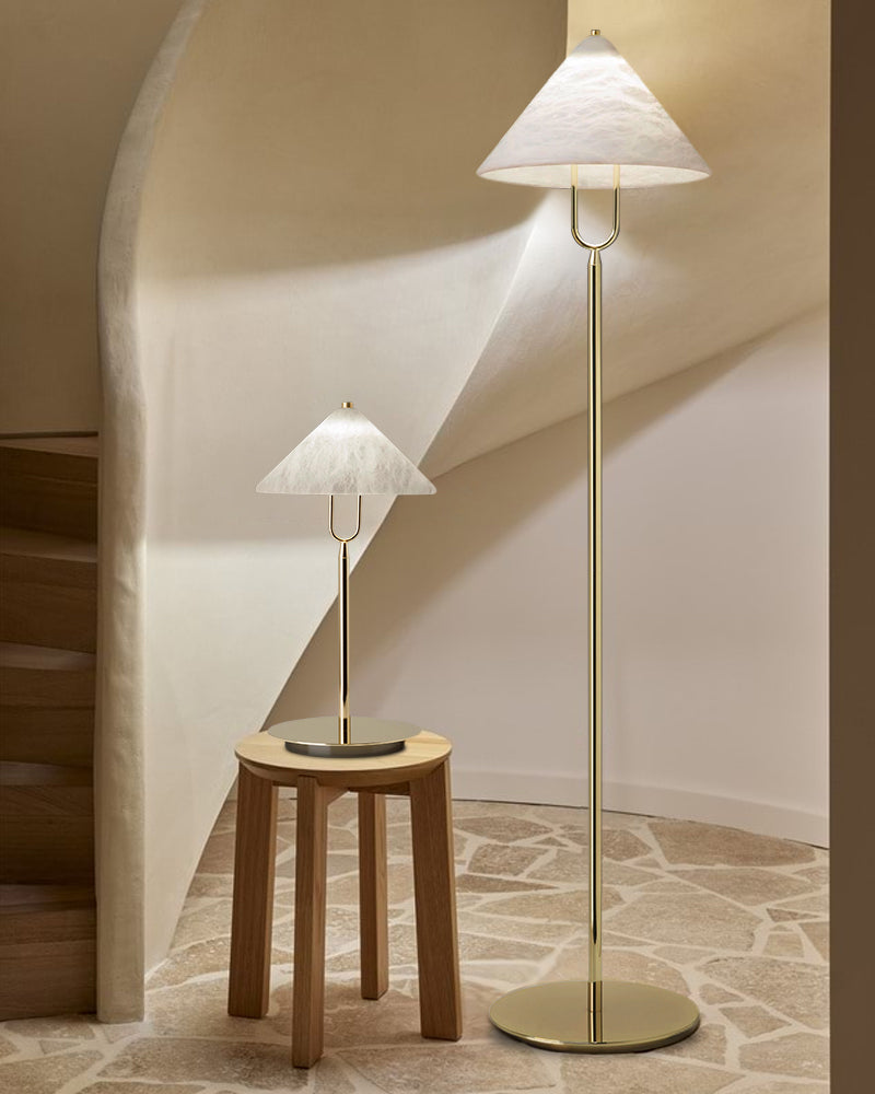 Fuji Cone Alabaster Desk Table Lamp Wide 8" for bedroom home decor
