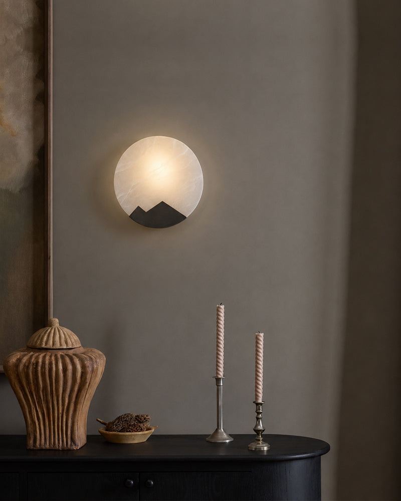 LightsStory Geometric Wall Sconce - Lux Alabaster Brushed Brass - LightsStory Chandeliers & Crystal Lighting - USA