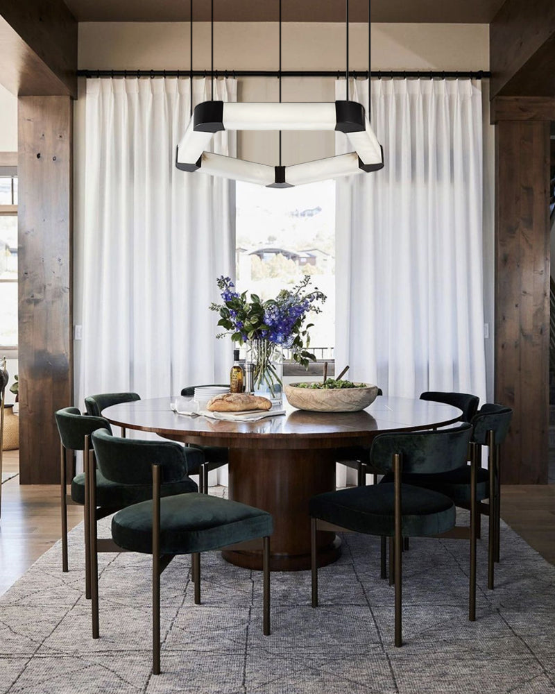 LightsStory Lux Alabaster Square Loop Chandelier - Signature Black