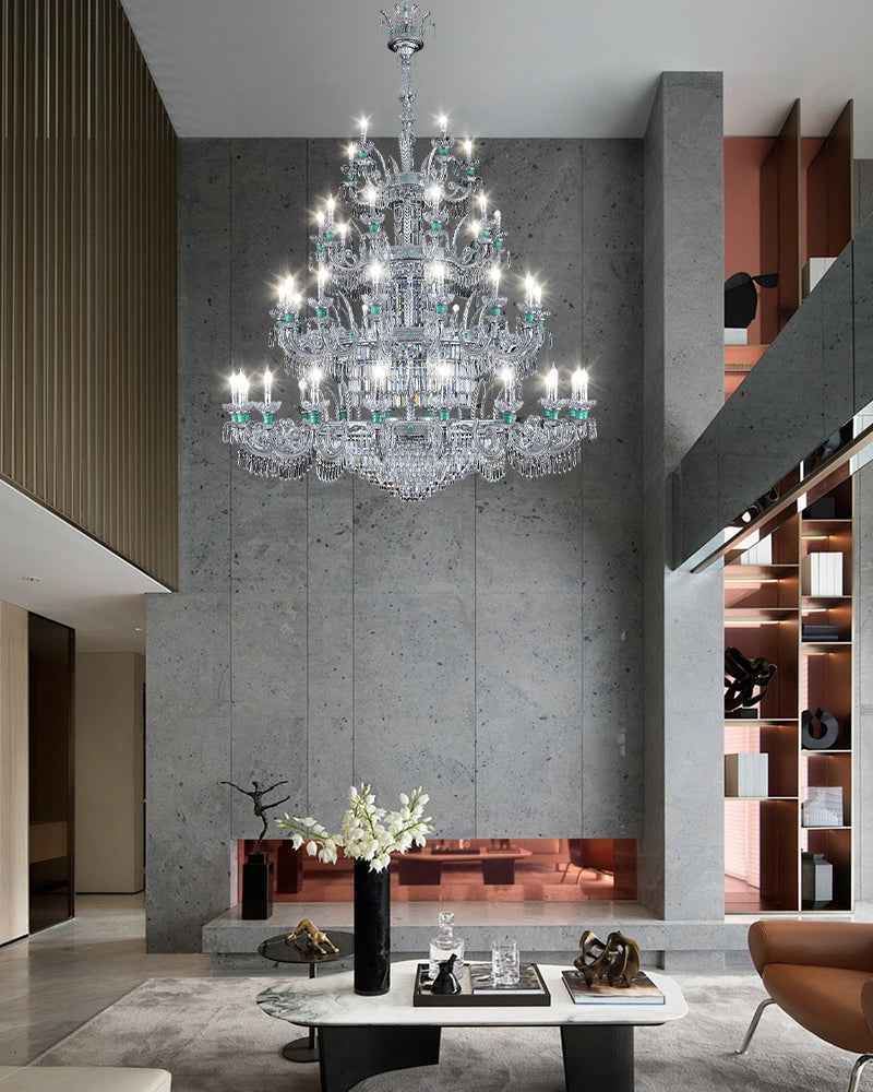 Lightsstory Series Classic Crystal chandelier | Translucent Hand-blown Crystal Handing Light Finish for Dining Rooms, Living Rooms and Bedroom