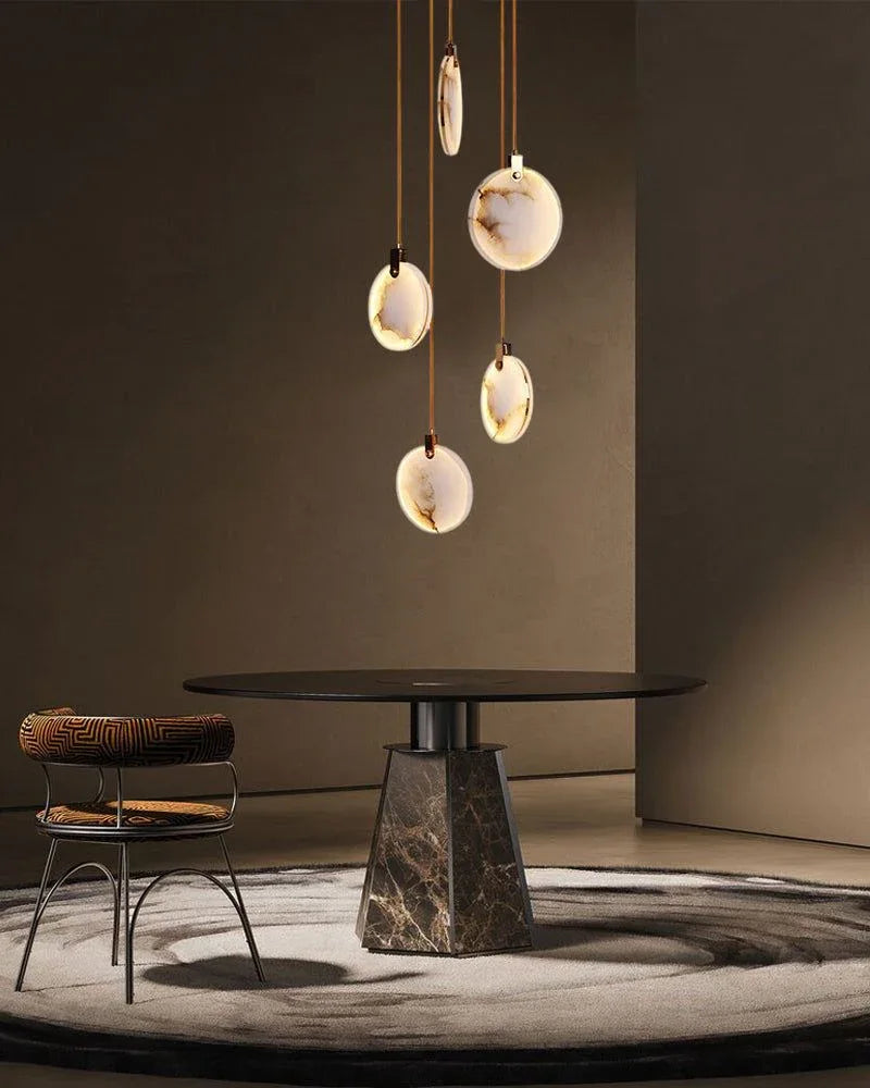 Cluster Spanish Marble Round Pendants Staircase Chandeliers Lighting Brass Finished Modern Pendant lamp