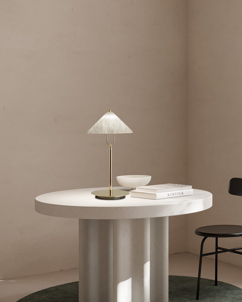 Fuji Cone Alabaster Desk Table Lamp Wide 8" for bedroom home decor