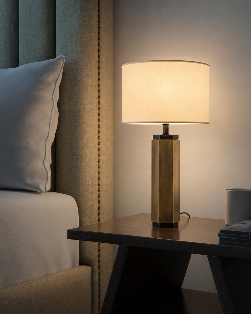 LightsStory Signature Round Column Table Lamp - Black & White - LightsStory Chandeliers & Crystal Lighting - USA