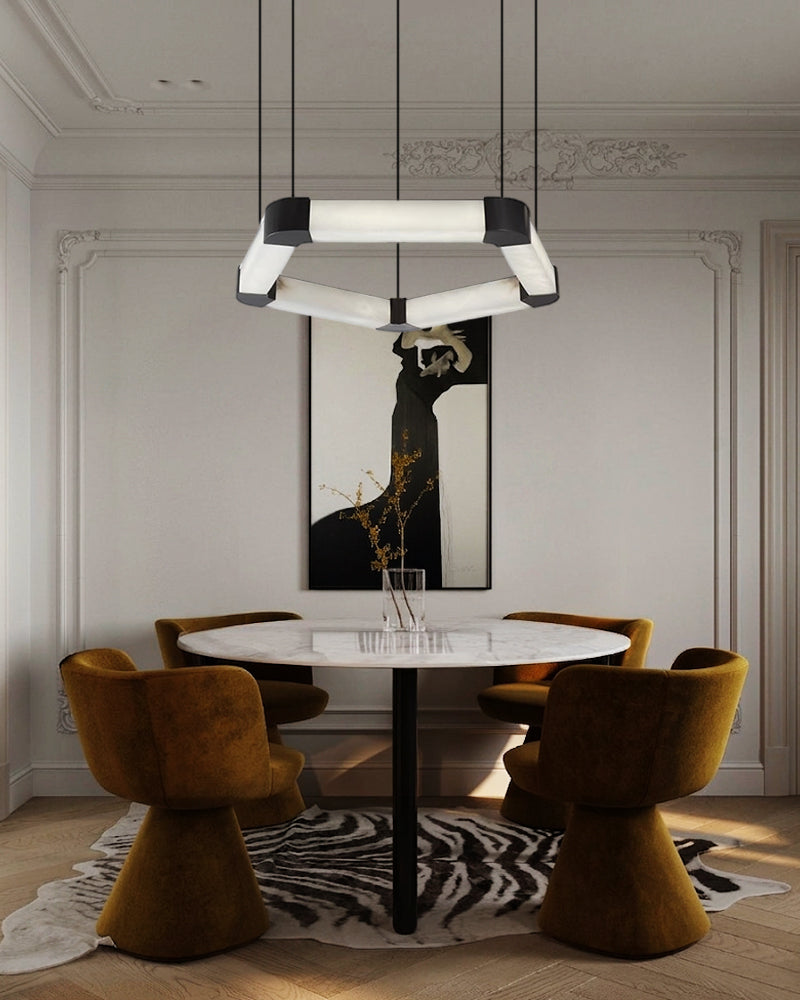 LightsStory Lux Alabaster Square Loop Chandelier - Signature Black