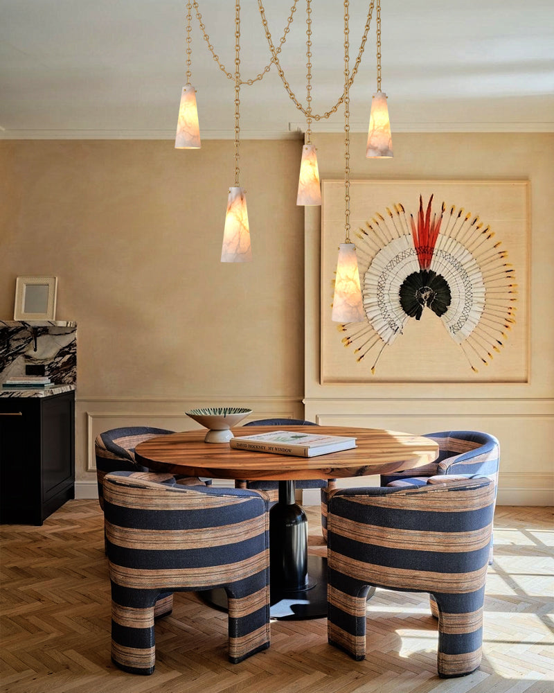 LightsStory Geometric Cluster Chandelier - Serene Alabaster & Brass