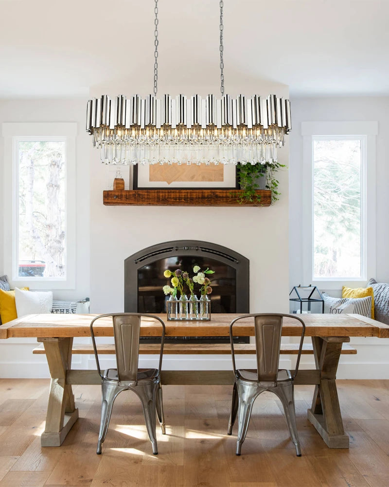 LightsStory Series Cascading Chandelier | Oval Silhouette Cascading K9 Crystals and Premium Stainless Steel, Premium Gold Stainless Steel finish for Dining Rooms and Grand Foyers Luxury Oval Chandelier