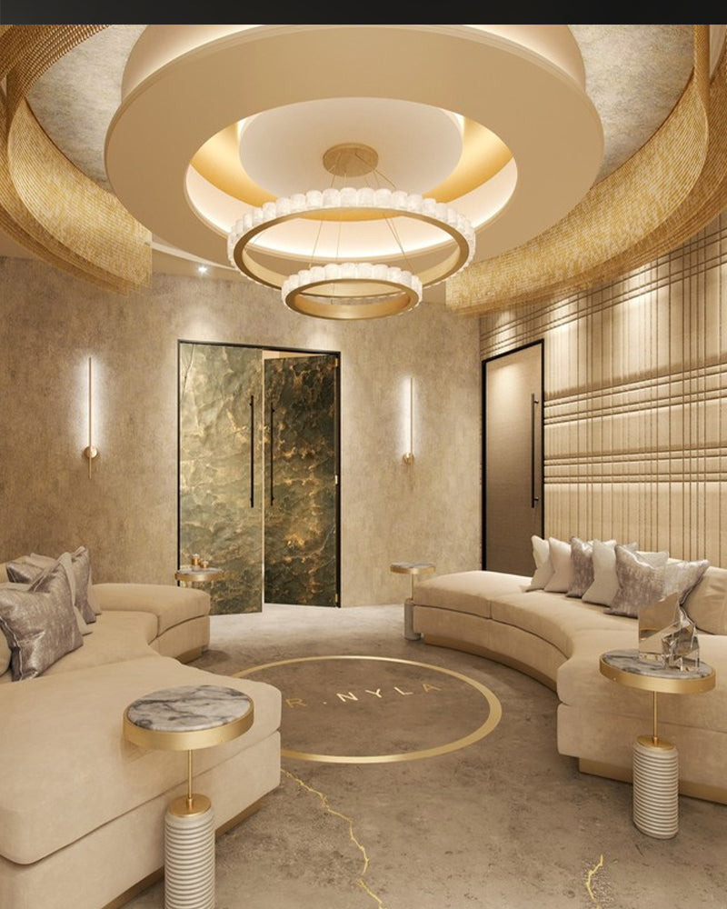 Dia 55+85+125CM Triple Round Alabaster Chandelier Brush Black/Golden Steel | suspension long cord