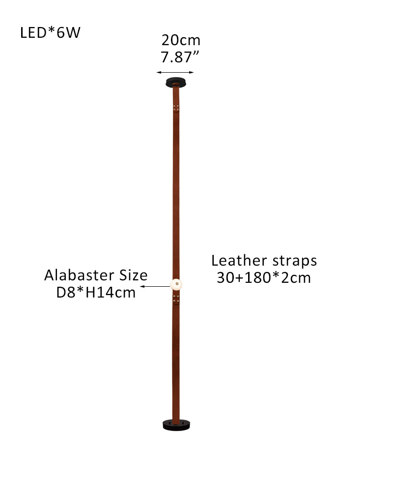 Hubbardton Forge Snaps Small LED Floor-to-Ceiling Light in Brown Leather Finished