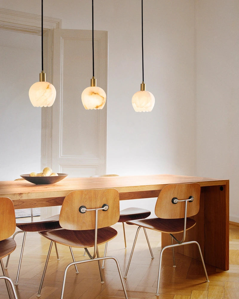 Lightstory Series Modern Alabaster Marble Pendant Lighting | 3/5/7/9 Lights Petal Bud with Gold or Black accents for Dining Room,Hotels American chandelier