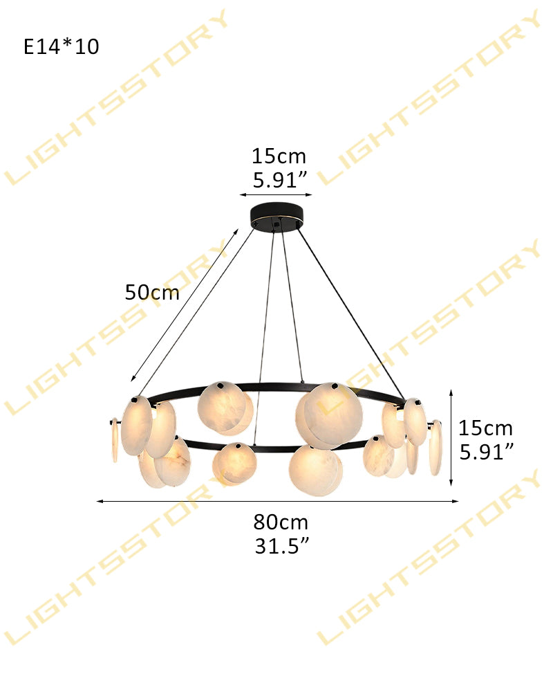 LightsStory Alabaster Statement Pendant Light - Linear Round Brass