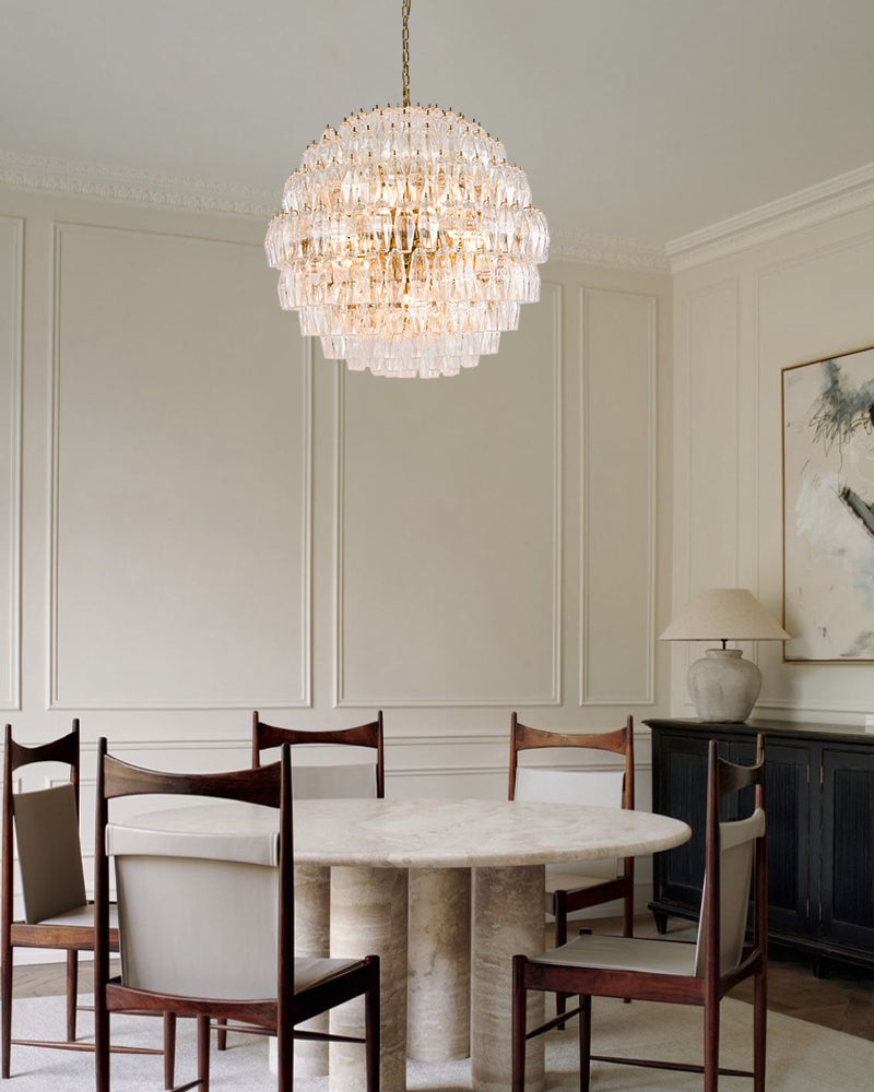 Murano Hand-Blown Glass Round Chandelier Wide 28" for Dining Room and Living Room