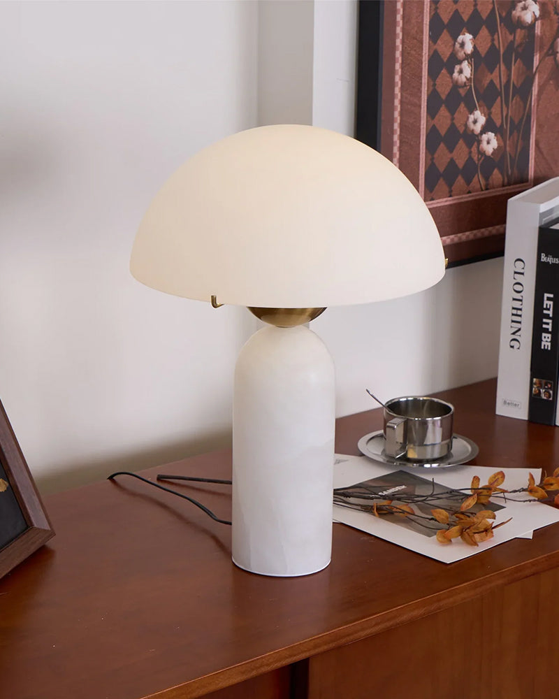 G9 Alabaster white marble table lamp,15W, Dia 12"
