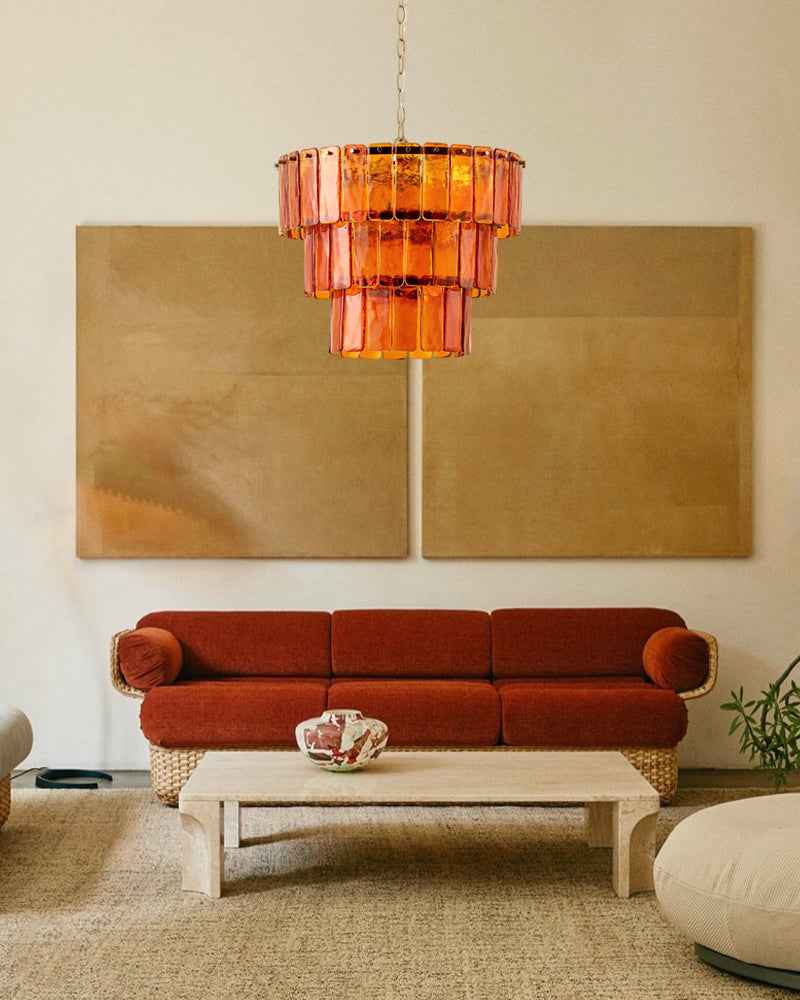 LightsStory Bespoke Round Multi-Tier Chandelier - Amber Glass Large 3-5 tiers