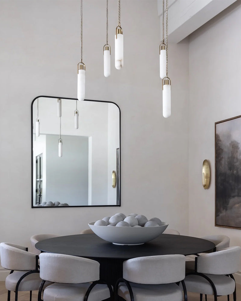 5-Light Cluster Brass Alabaster Ceiling Pendant Chain Light Fixtures for living room entrances