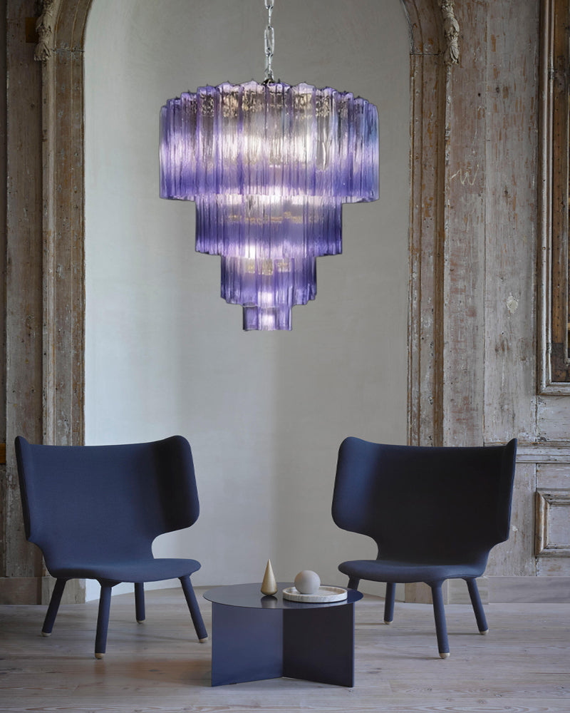 Modern Colored Murano Purple Glass Tube Tronchi Chandelier