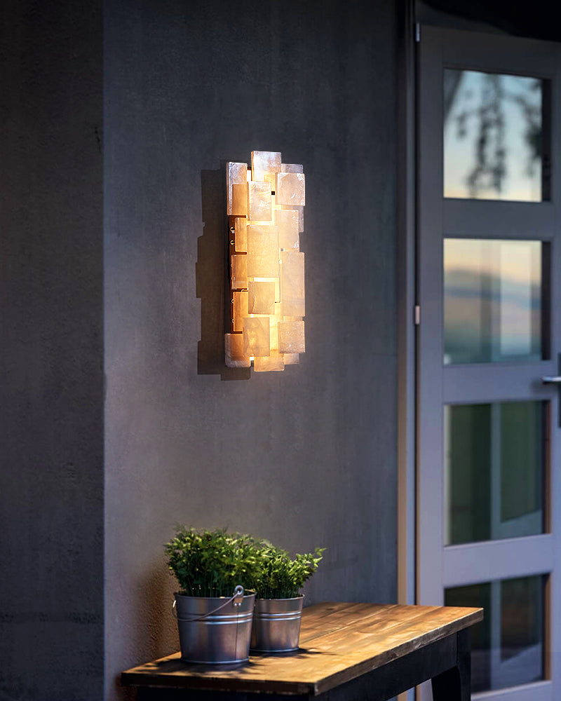 LightsStory Ethereal Calcite Wall Sconce - Linear Square Crystal