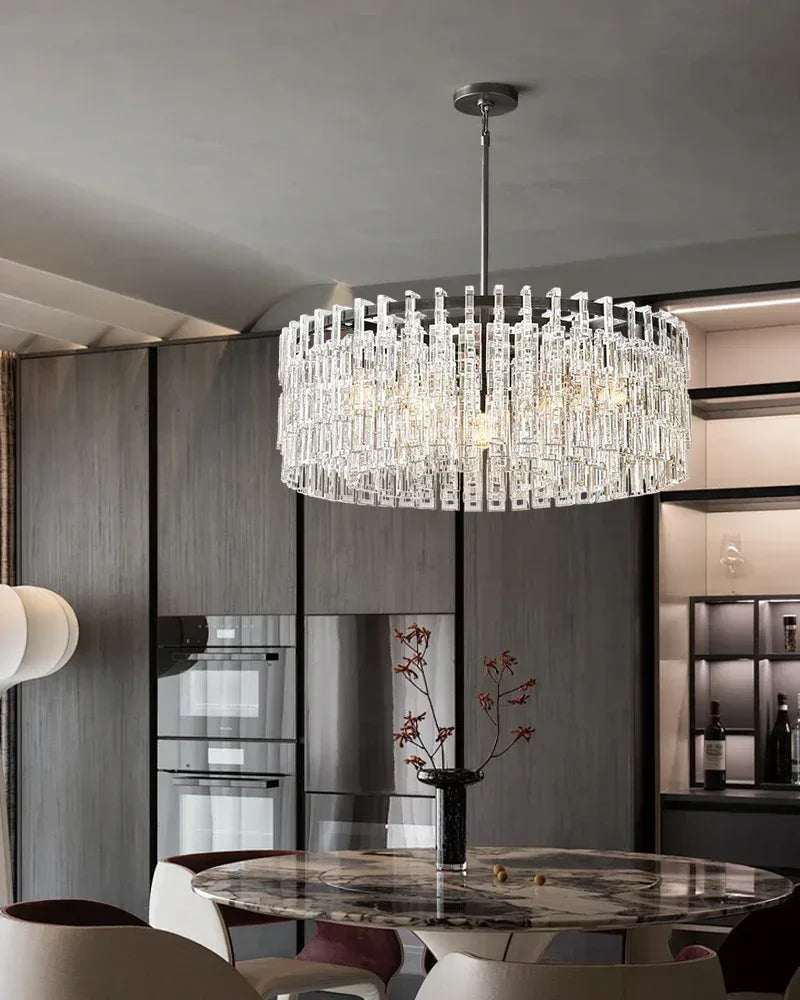 Gold/Black Steel Housing Crystal Large Chandelier 36“48”60" with adjustable pole American chandelier