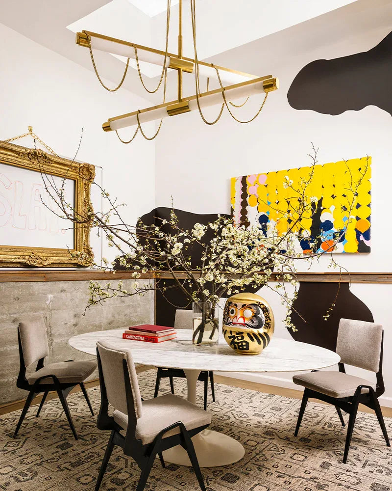 LED Tubular Alabaster Shades Ceiling Pendant Lamp 49" with long chains | Brass Vintage Simple Pendant Lamp