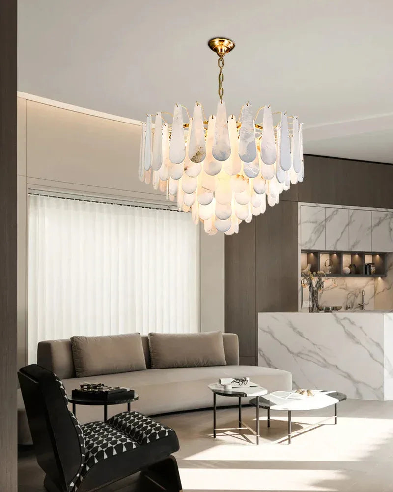 Nordic Creativity Tiered Raindrop Alabaster Chandelier lighting for foyer entrances dining American Vintage chandelier lamp